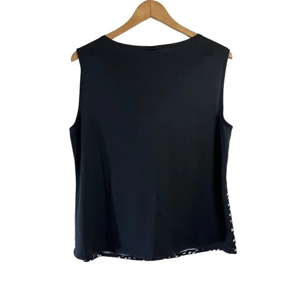 Covington Satin Spotted Cowl Neck Blouse XL Sleeveless Black and White Tank Top - Picture 2 of 5